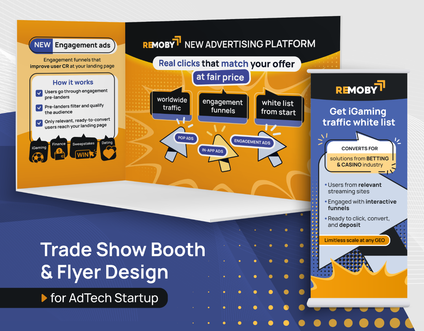 Messestand-, Roll-up- und Flyer-Design für AdTech-, SaaS- und KI-Startup