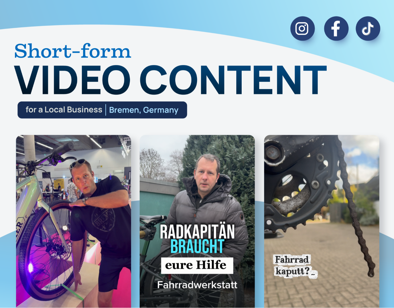 Social-Media-Videoproduktion mit drei Instagram Reels für einen mobilen Fahrradservice