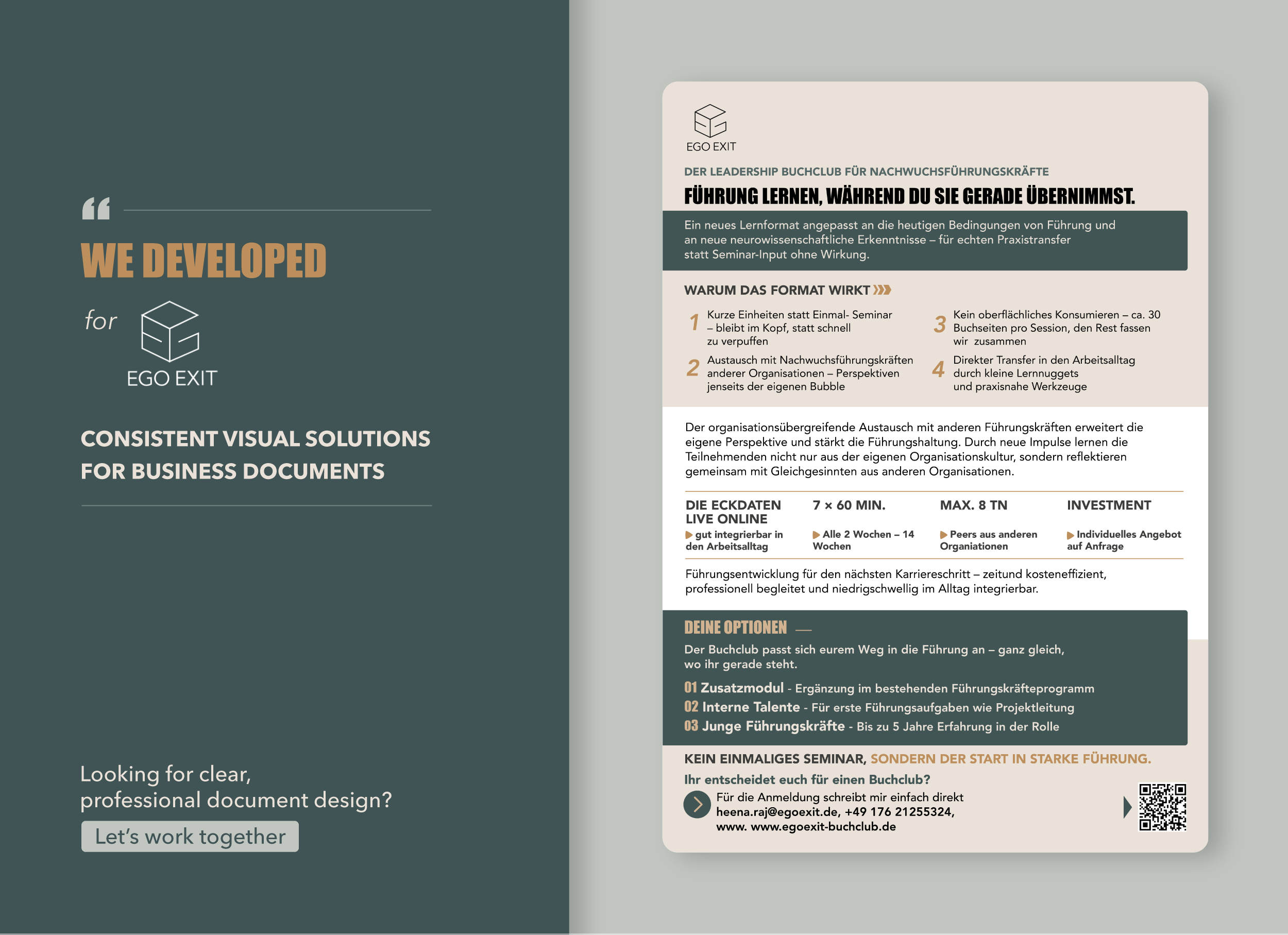 Gestaltung einer Informationsbroschüre zum 14-wöchigen Lernformat des Leadership Buchclubs
