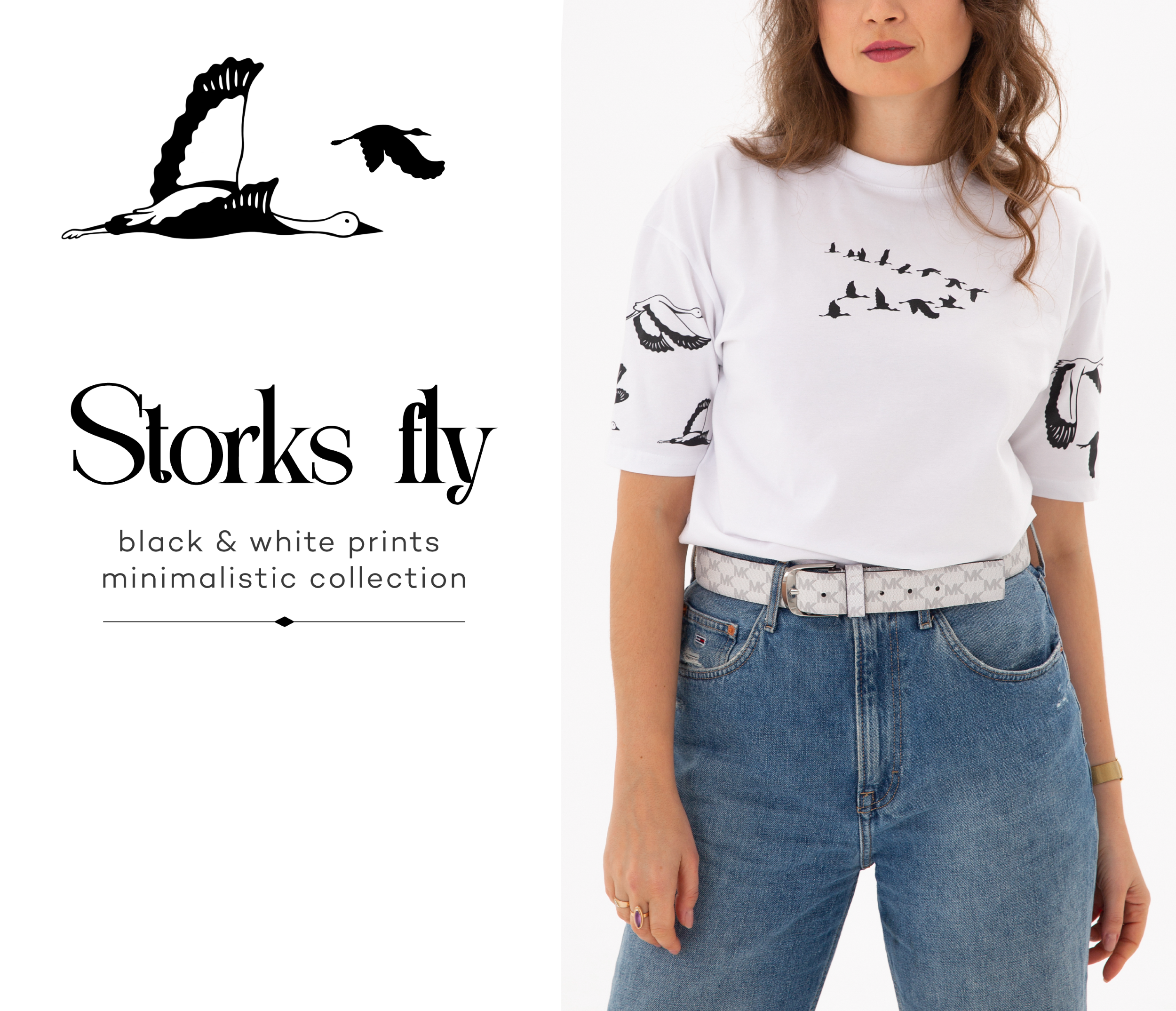 "Storks fly" custom prints for the branded clothes and accessories
 image