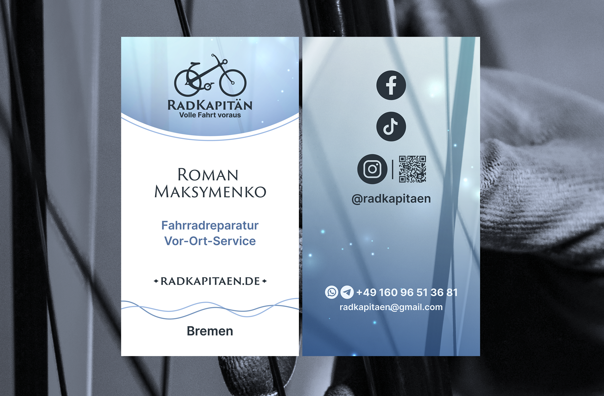 Design of flyer and business card layouts for a bicycle service
 image