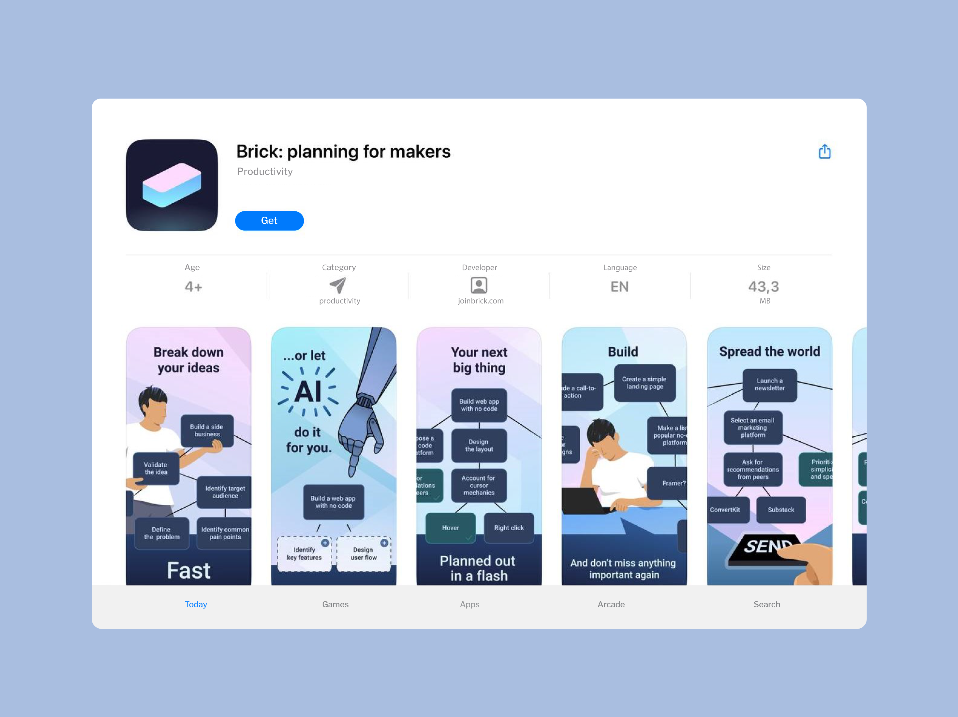 App previews design for the Brick App to the App Store
 image