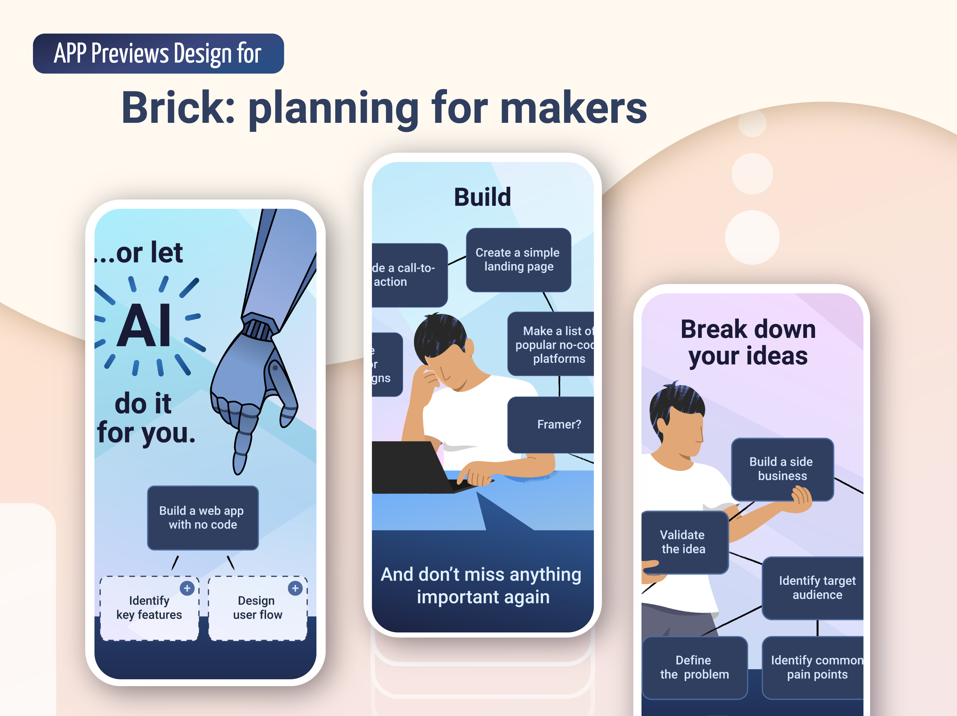 App previews design for the Brick App to the App Store
 image