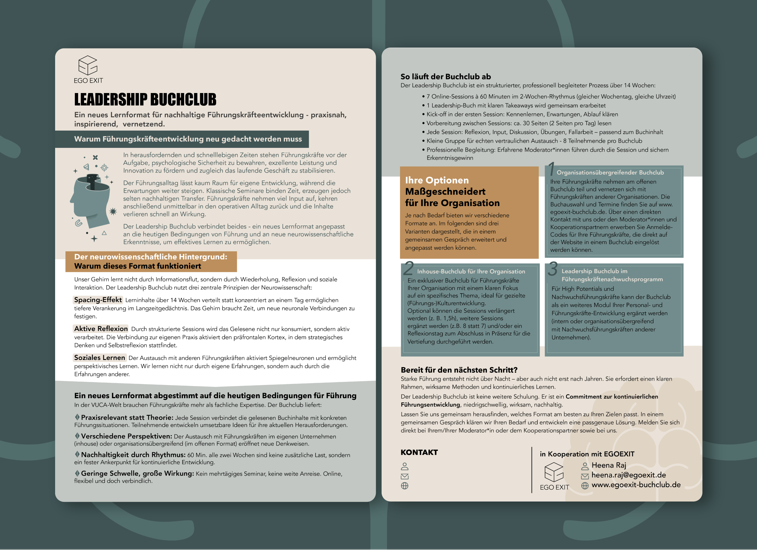 Flyer-Gestaltung für den Leadership Buchclub mit den wichtigsten Informationen zum Programm