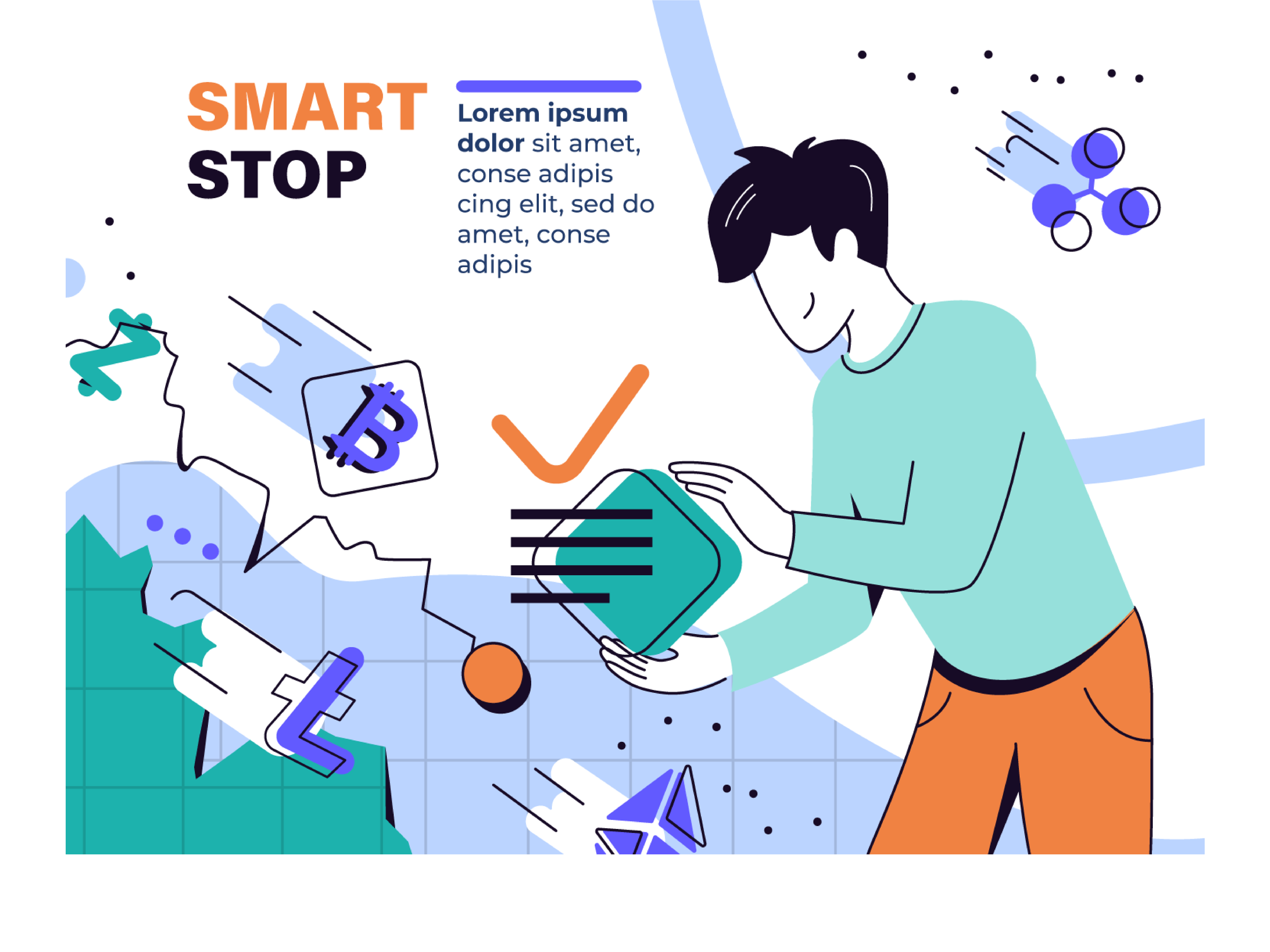 Vector illustrations of types of trade orders on cryptocurrency exchange
 image