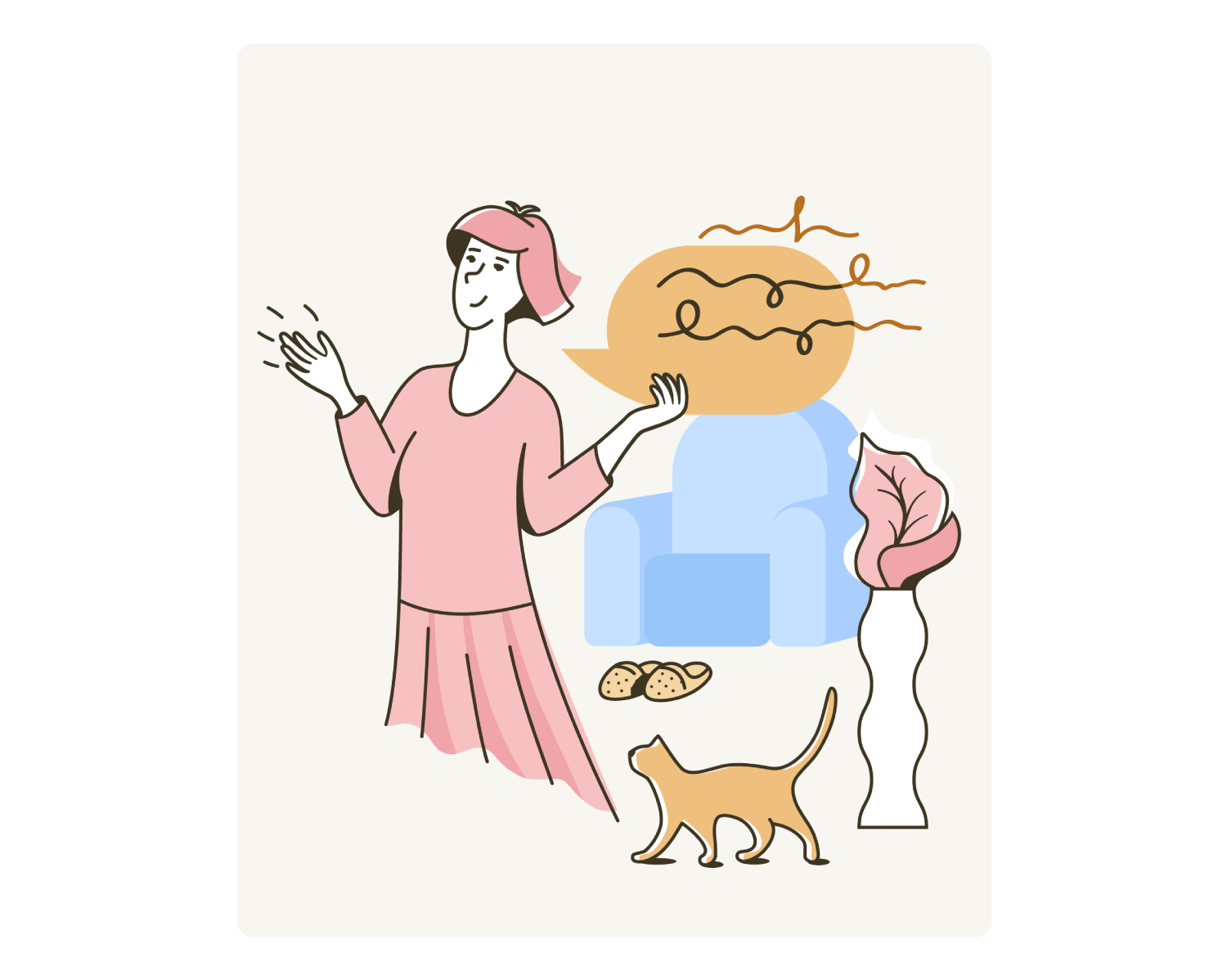 Freundliche Charakterillustration für eine Healthcare-Landingpage, die Nutzer durch den ersten Schritt der Hautanalyse führt.