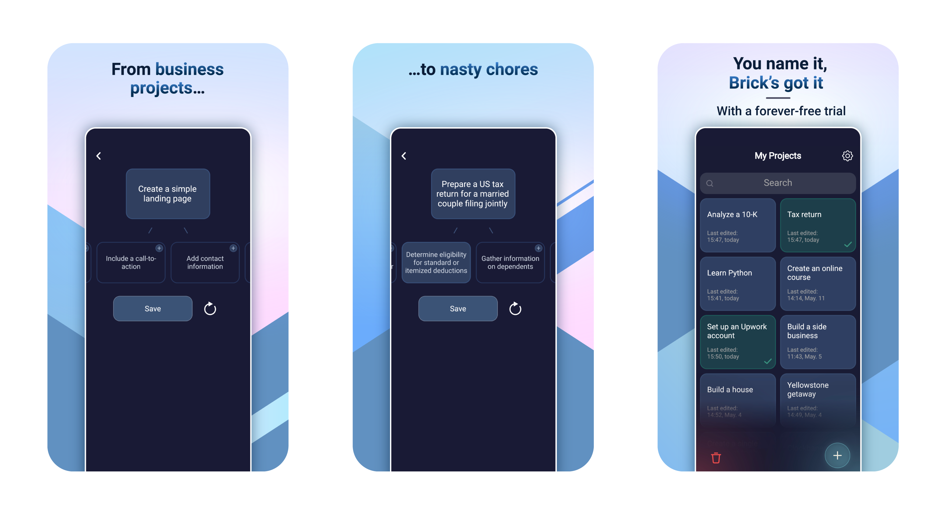 App previews design for the Brick App to the App Store
 image